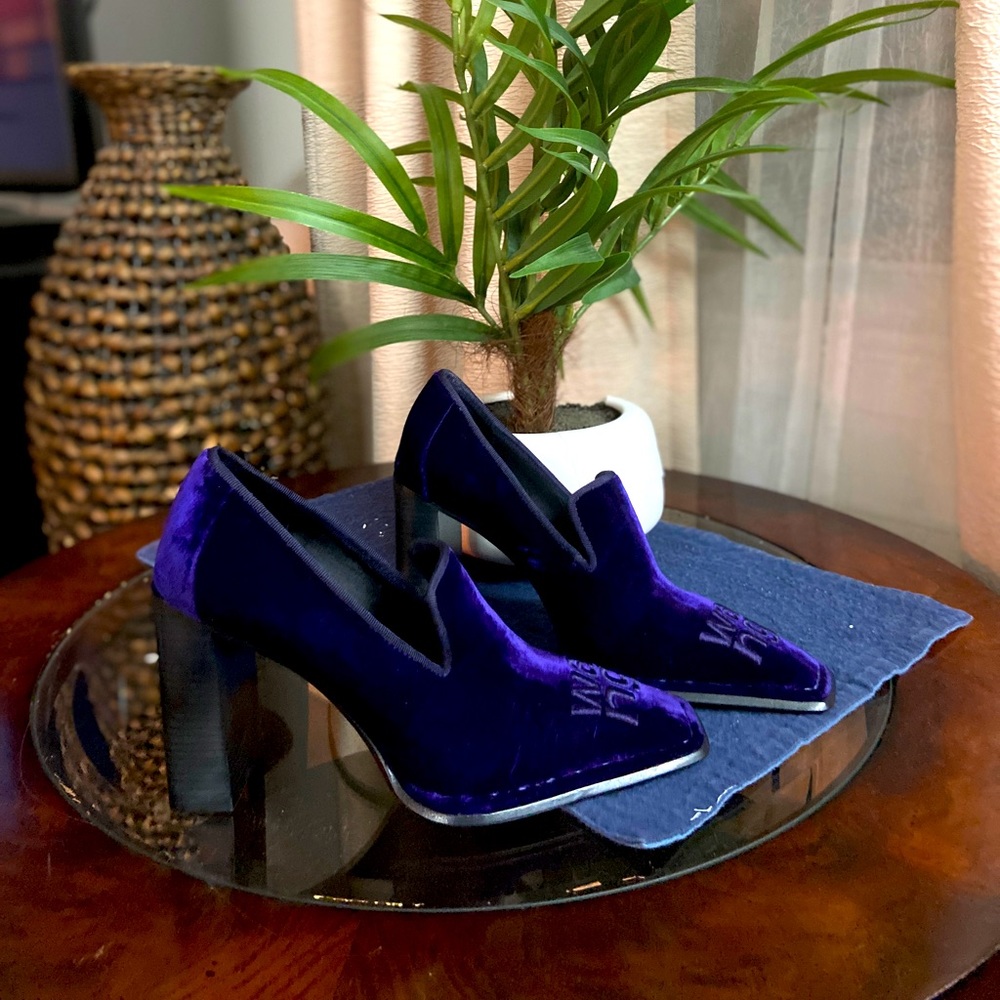 Alexander Wang Velvet Block Heel in Purple